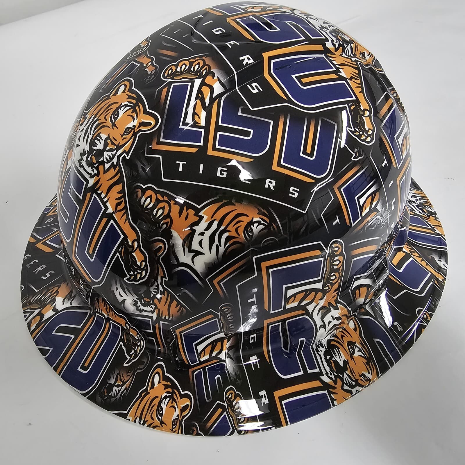full brim hard hat custom hydro dipped IN LSU TIGERS  LOUISIANA STATE UNIVERSITY 3