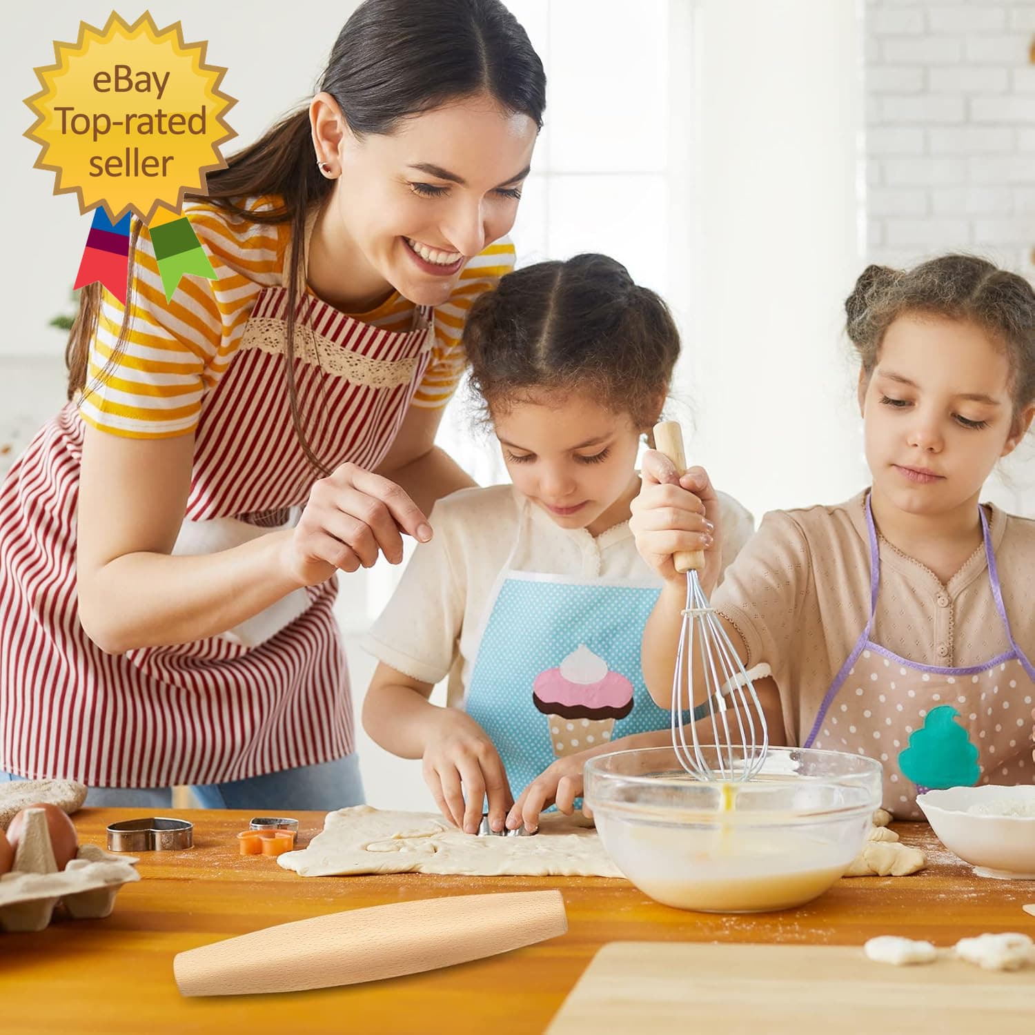 French Rolling Pin for Baking - Tuyotue 7.9 Inches Beech Wood Tapered Rolling Pi 5