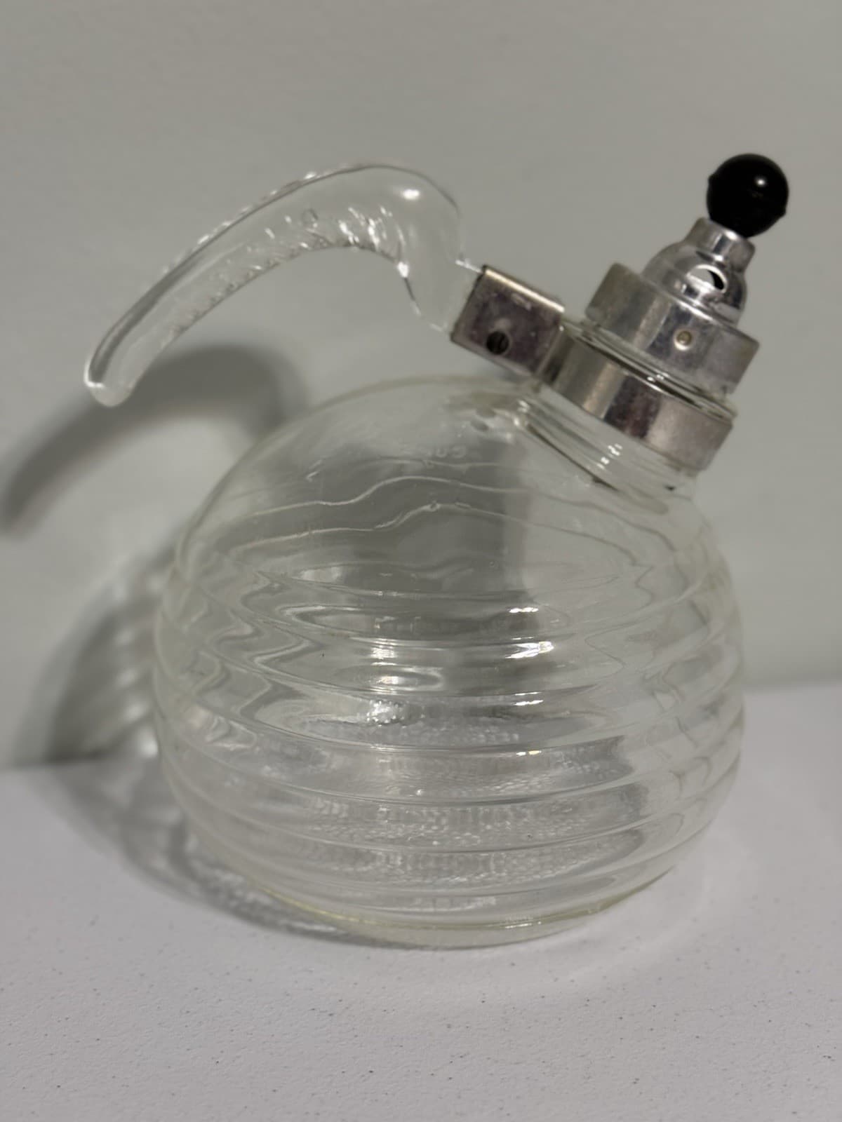 Vintage Bee Hive GLASS TEA KETTLE Glasbake Moderne ART DECO W/whistle 2