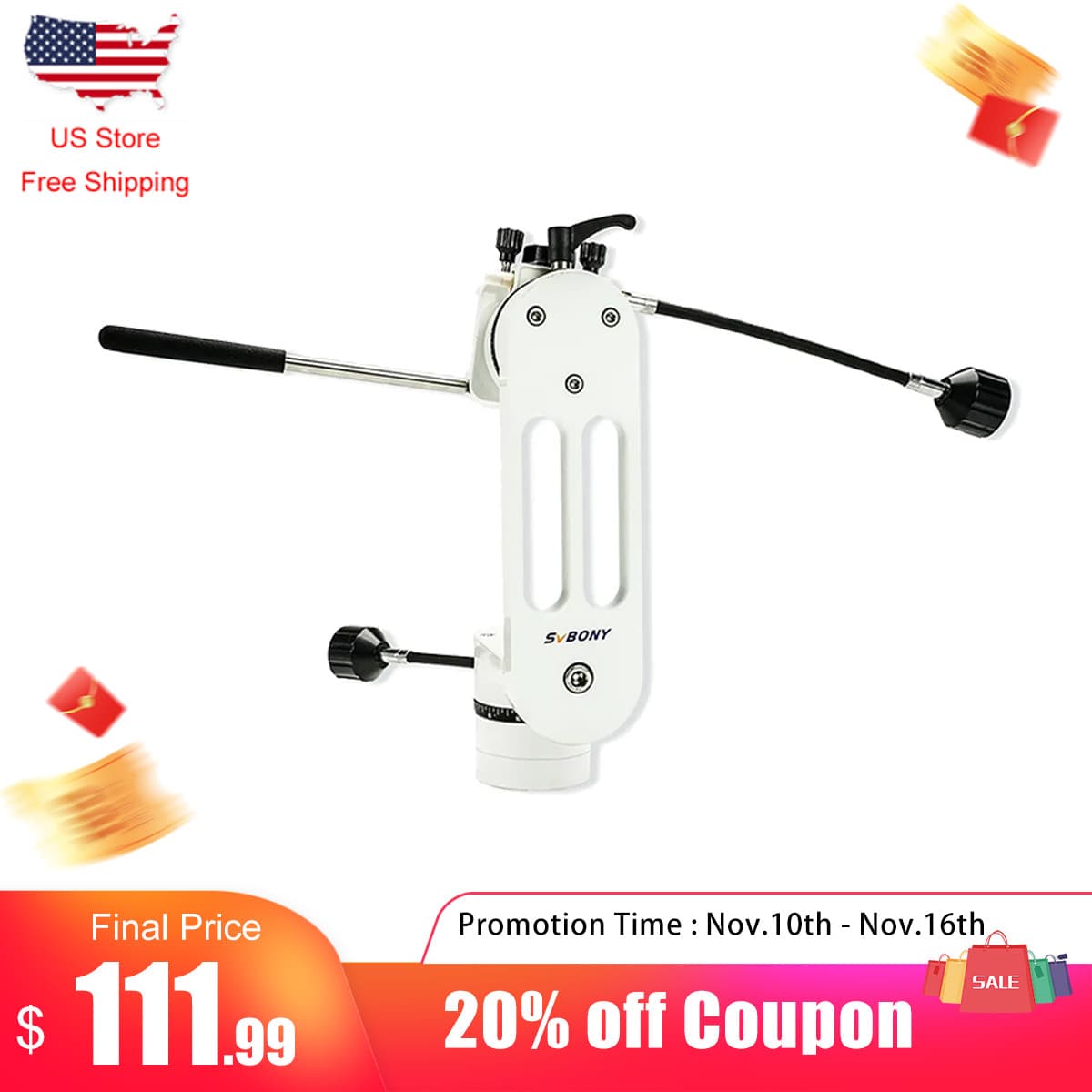 SVBONY SV225 Telescope Mount 360° Adjustable Angle Alt-Azimuth Visual Astronomy