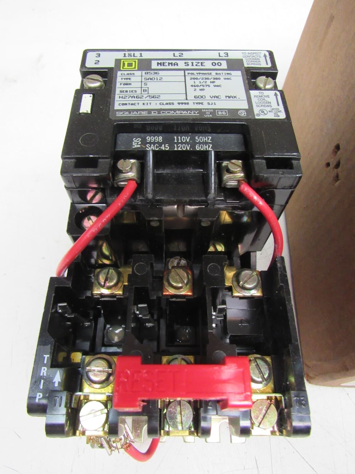 SQUARE D SA012V02 AC MAGNETIC STARTER SIZE-00 3PH 3P 120V-COIL SER-B NEW IN BOX 2