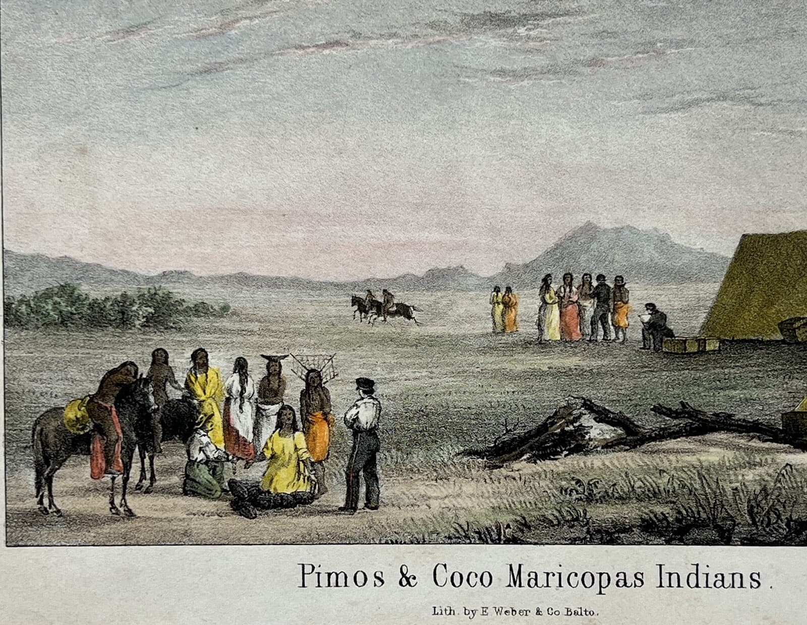 Original 1848 Pimos & Coco Maricopas Indians Print,Native Americans,Old,NM,AZ 5