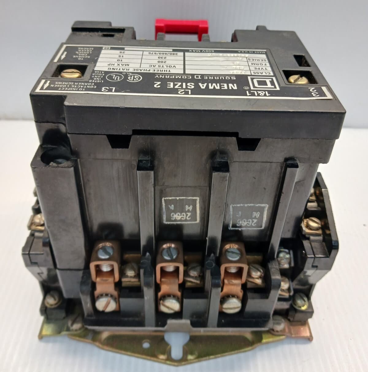 SQUARE D SIZE 2 MOTOR STARTER 8536 SD01 COIL 120V 25 HP 45 AMP 5