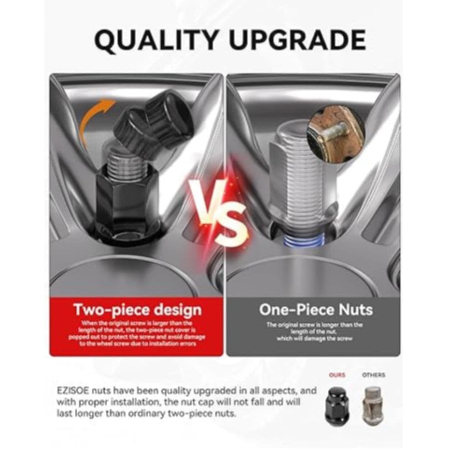 M12x1.5 Lug Nuts Set, 1.4 inch Tall Acorn Bulge Aftermarket Wheel Lug Black 2