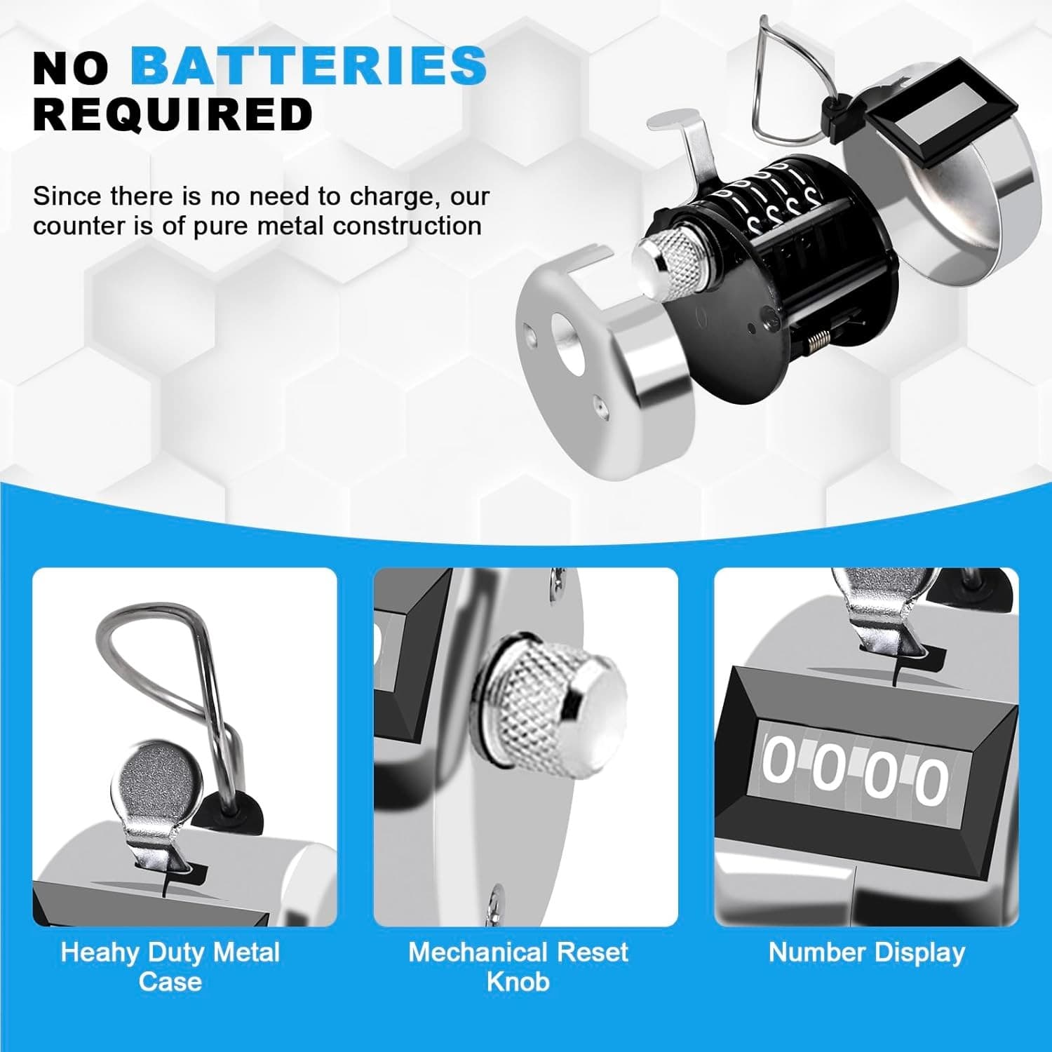 Metal Tally Counter Clicker Handheld Pitch Counter, Manual 1PC  3