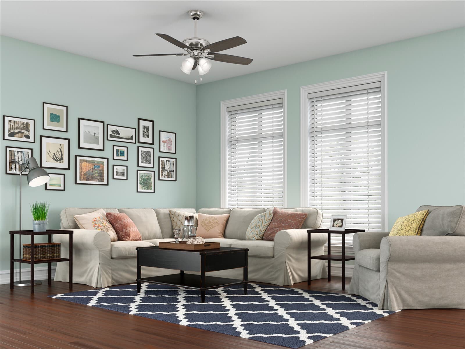 Hunter Fan 52 in Brushed Nickel Finish Ceiling Fan with Four Dimmable LED Lights 4