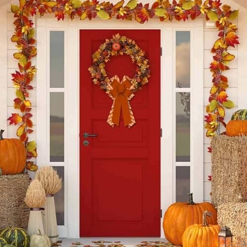 Hying Large Fall Bows for Wreath, Autumn Wreath Bows Style 1: Red Orange Bow 4