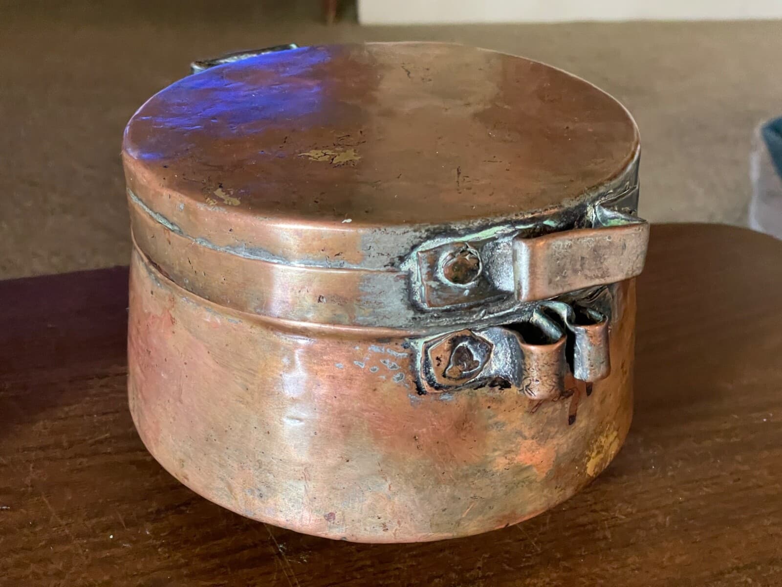 Antique Copper Pots W/lids, Primitive, 19th Century, Tinned Copper Pots (Pair) 4