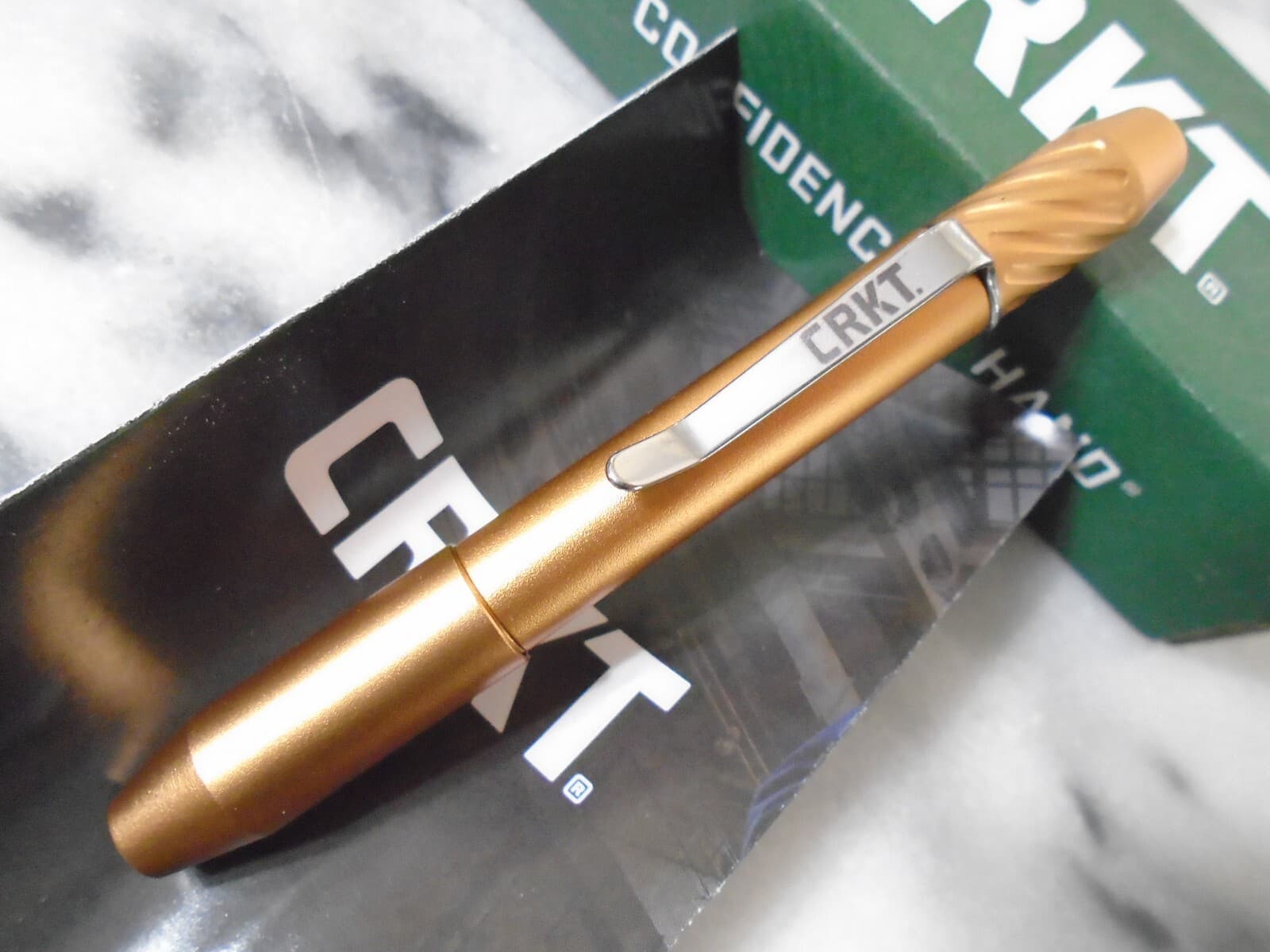 CRKT Techliner Shorty Pen Copper Aluminum TPENBOND2CU Magnectic Cap Pressure Ink 4