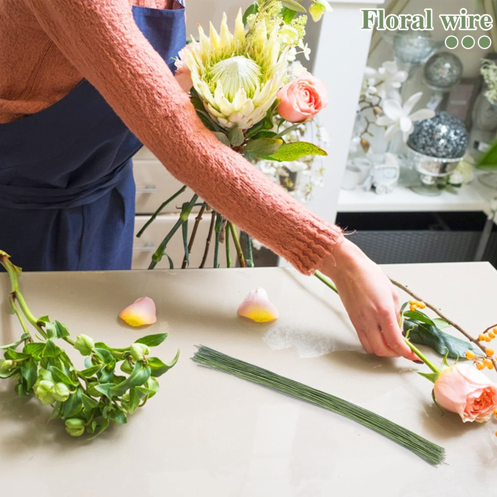 200 Pcs Floral Wire 26 Gauge Crafts Florist Green Floral Wire for Crafts Bou... 6