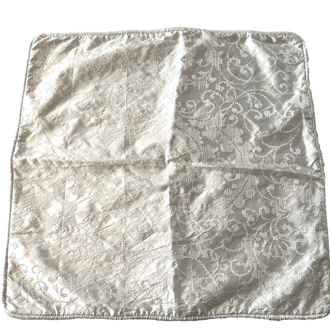 Chenab One Euro Sham Embroidered Ivory White Polyester Satin NWOT