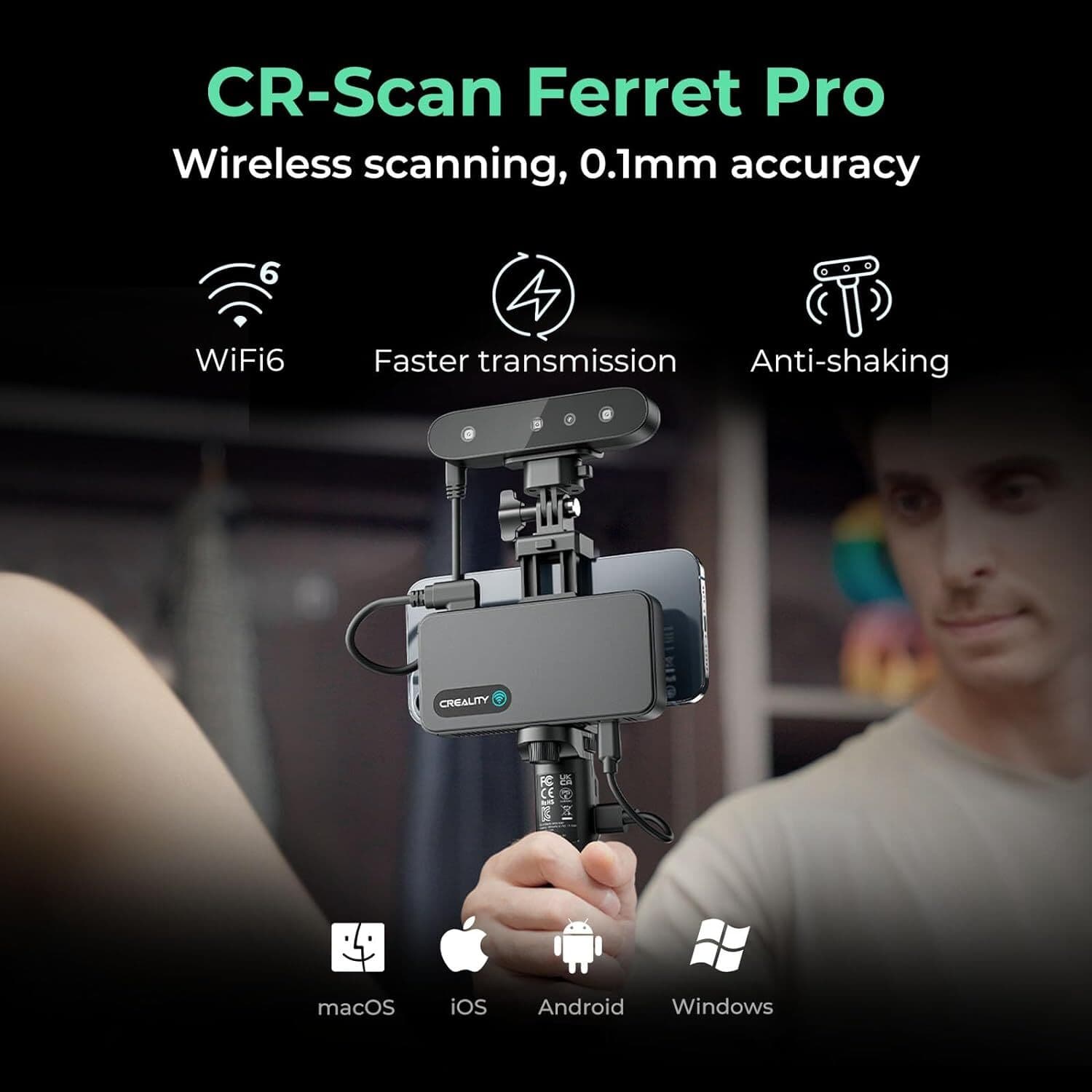 Creality 3D Scanner CR-Scan Ferret Pro Upgrade Handheld Scanner Anti-Shake Track 2