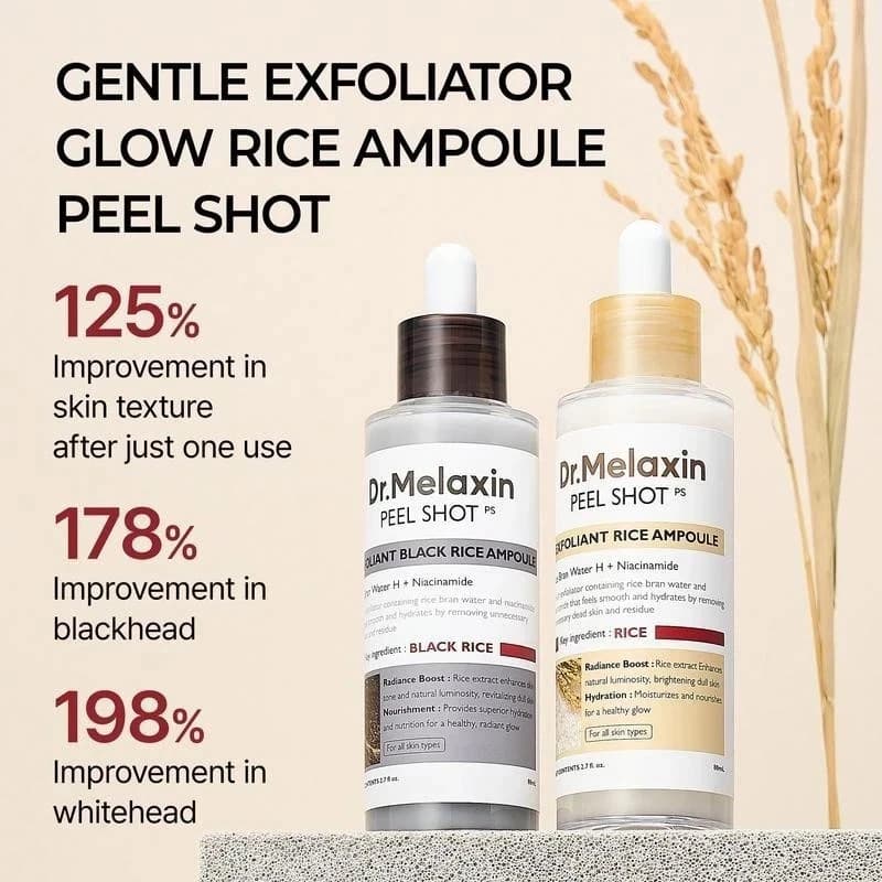 Dr.Melaxin Peel Shot Glow White and Black RiceAmpoule Duo Soft Exfoliating 2 Set 3
