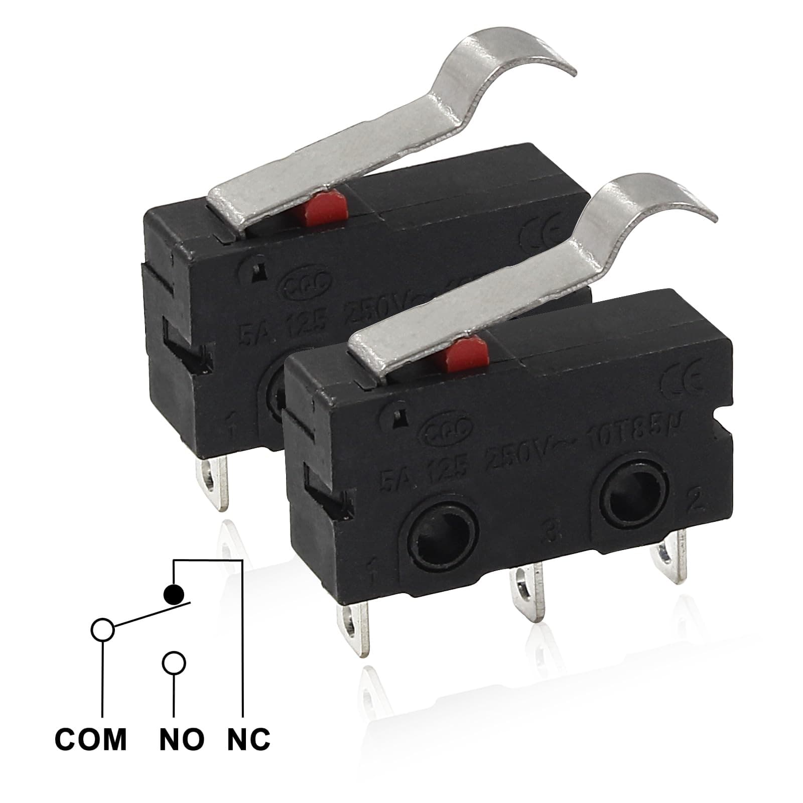 Litoexpe 12pcs Mini Micro Limit Switch 5A 125 250V AC SPDT 1NO 1NC Snap Actio... 4