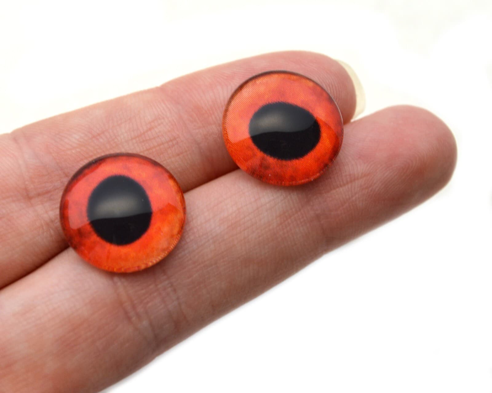 Pair Red Hogfish Fish Glass Eyes Jewelry Doll Taxidermy Flatback Cabochons 5