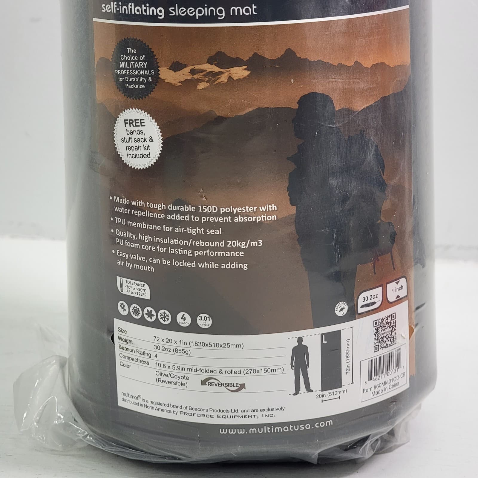 Multimat Trekker 4 Season Self-Inflating Sleeping Mat DarkGreen Military 72x20x1 2