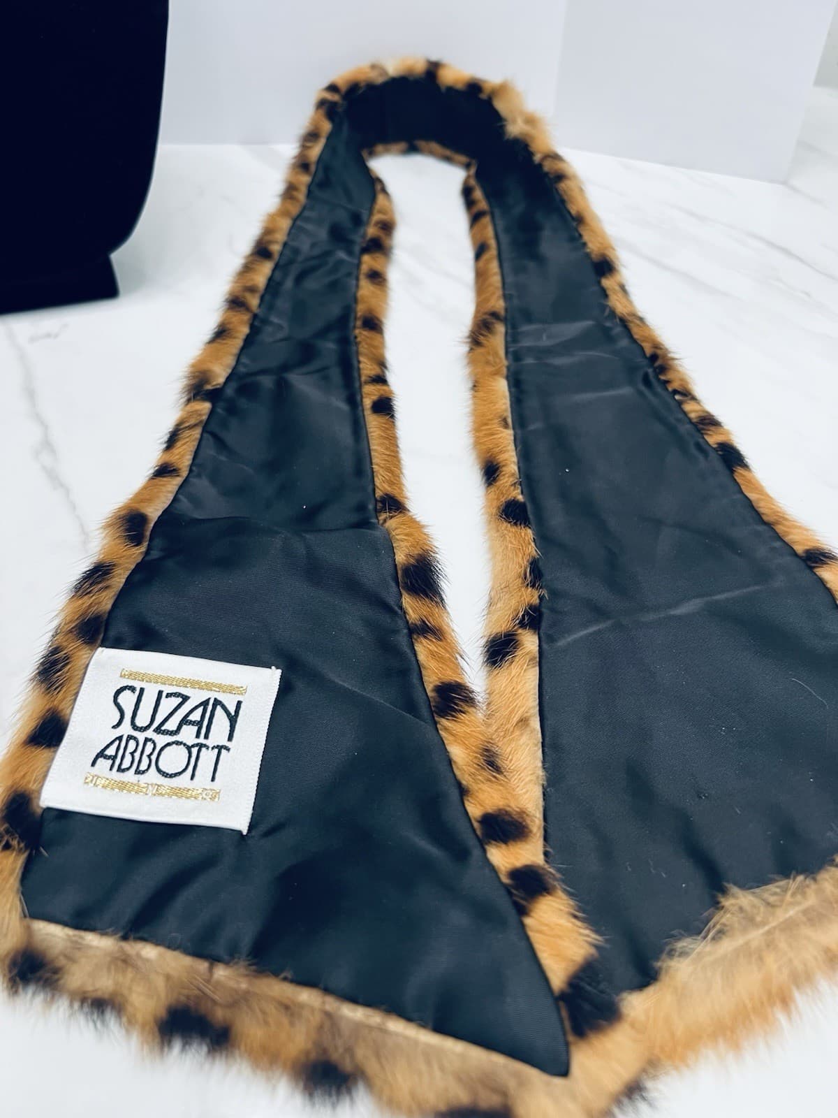 VTG Suzan Abbott Leopard Print Fur Collar And Scarf Set 3