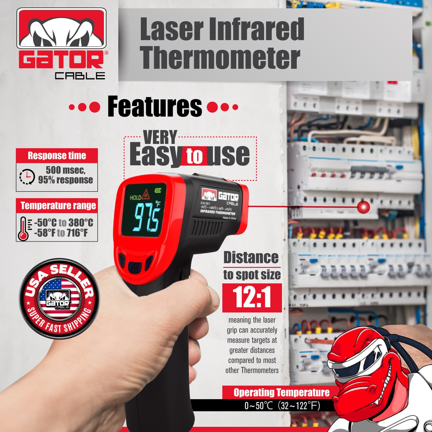 Infrared Laser Thermometer Gun No-Contact Digital Temperature Measurement Tester 2