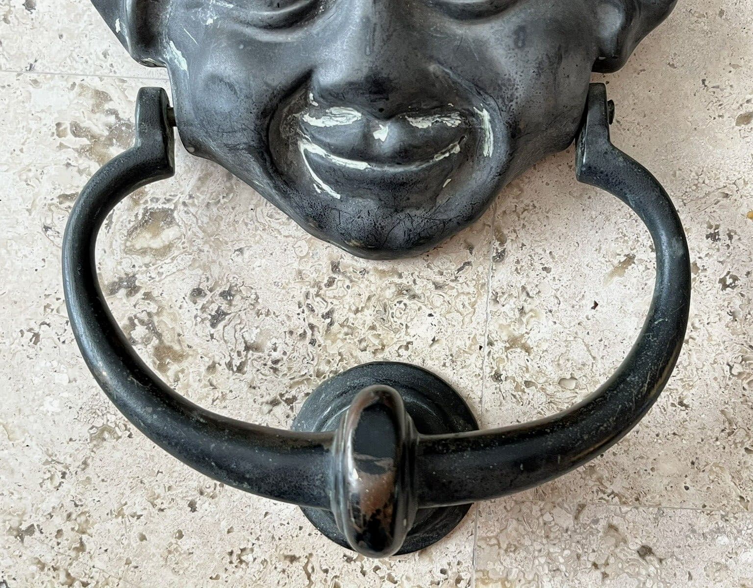 8" ANTIQUE 1908 VICTORIAN GNOME ELF PIXIE FACE ARCHITECTURAL SALVAGE DOORKNOCKER 4