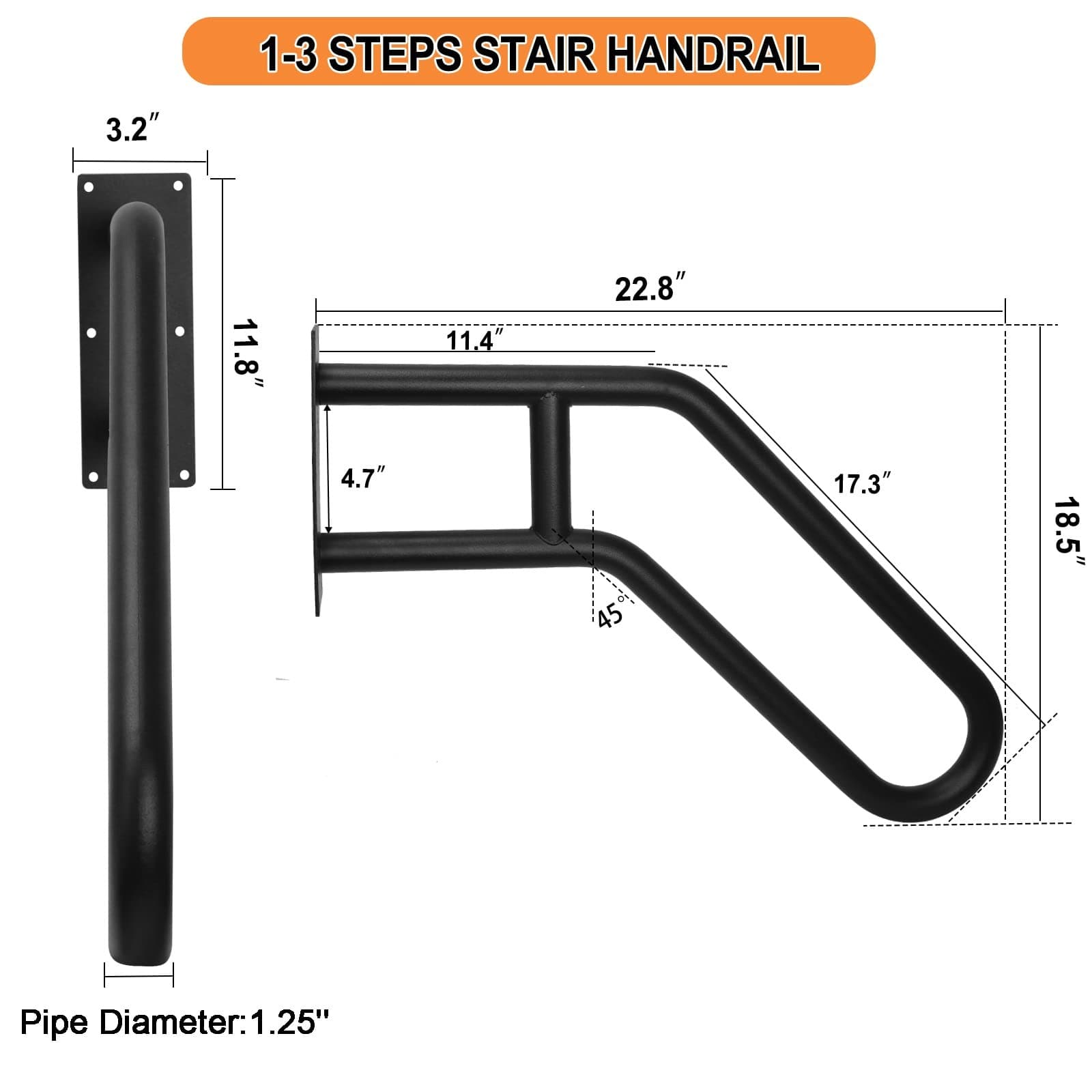 1pcs Hand Rails for Outdoor Steps, Indoor U-Shaped Wall Mount Stair HandRail,... 2