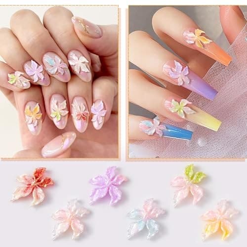 Flower Nail Charm for Women 6 colors, 60pcs 5