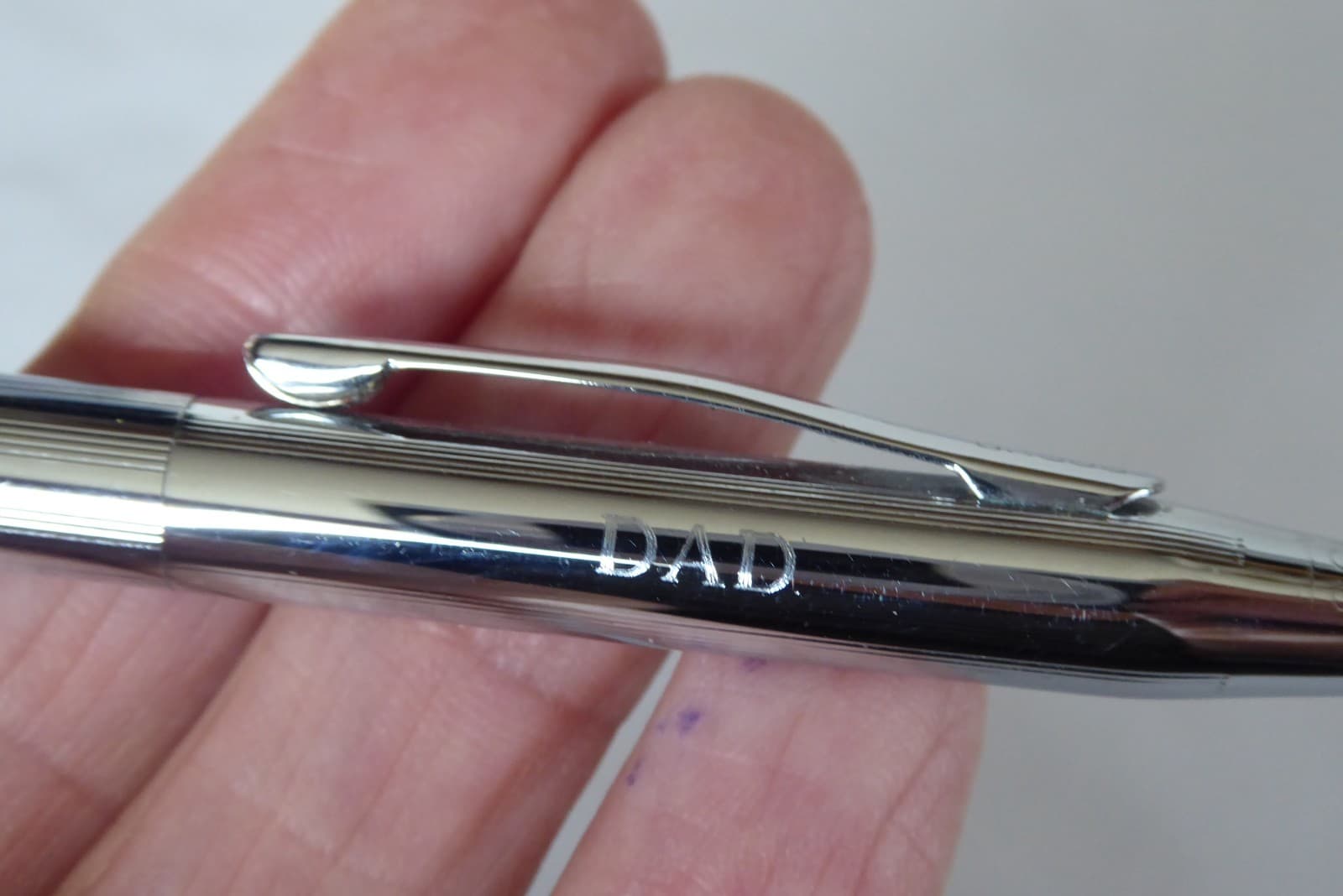 Vintage Cross Classic Rollerball Chrome Pen 5.25" Long Black Ink Engraved DAD