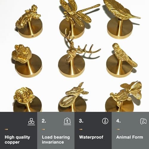 Butterfly Wall Hook, Solid Brass Heavy Duty Vintage Animal Hook. Gold Butterfly 4