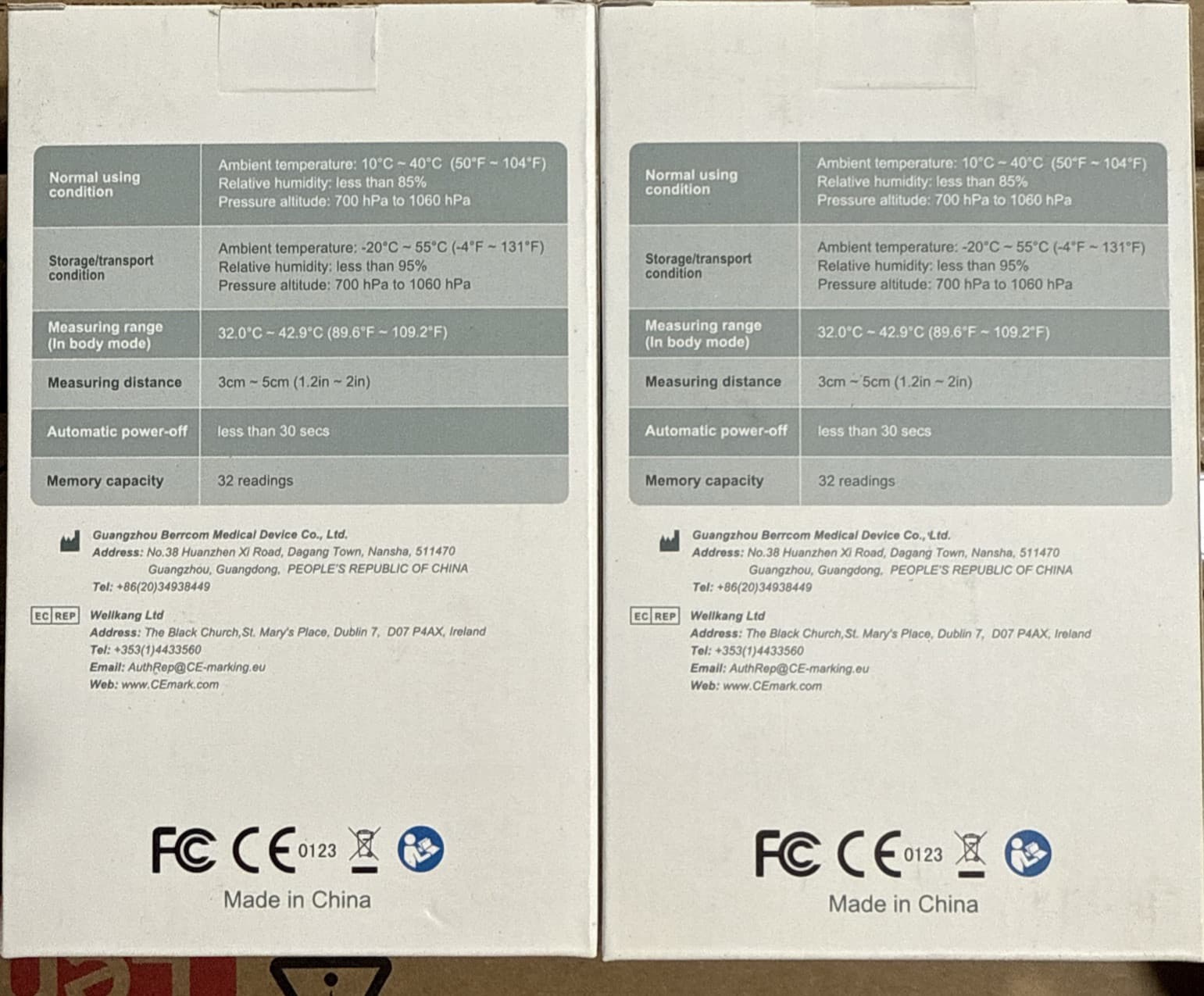 2x Berrcom Non-Contact Infrared Forehead Thermometer 6-in-1 Model JXB-178 3