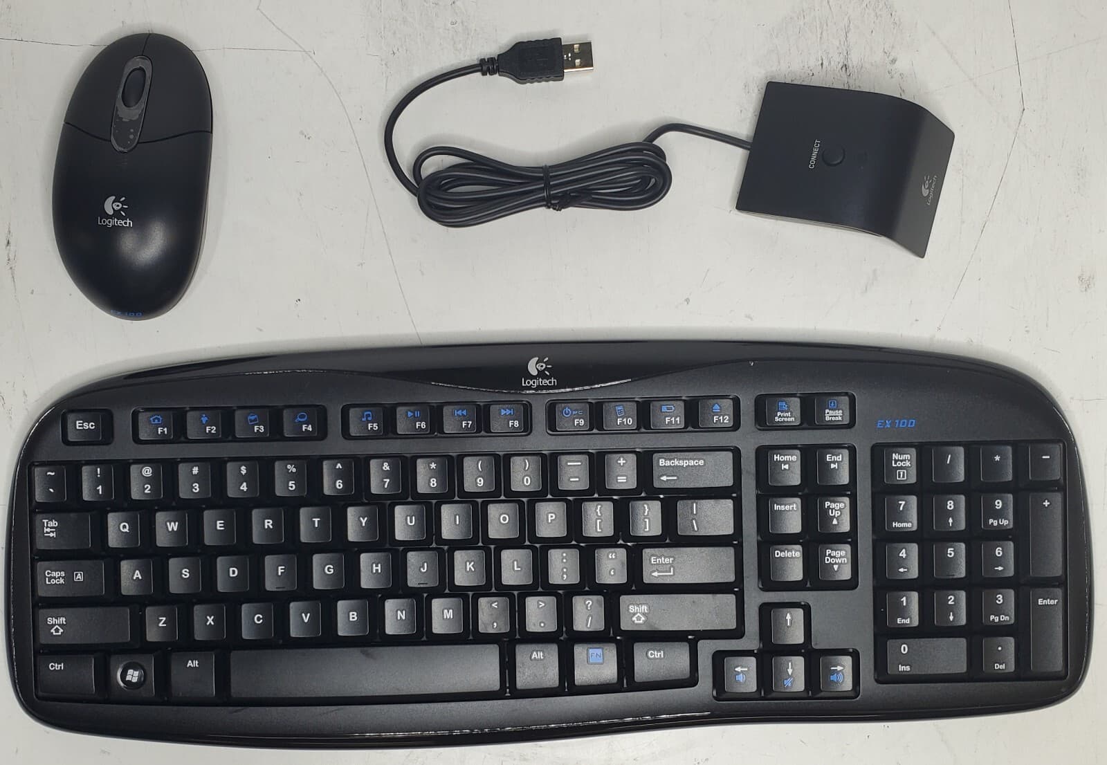 Logitech EX100 Cordless Keyboard and Optical Mouse with Receiver No Batteries 4