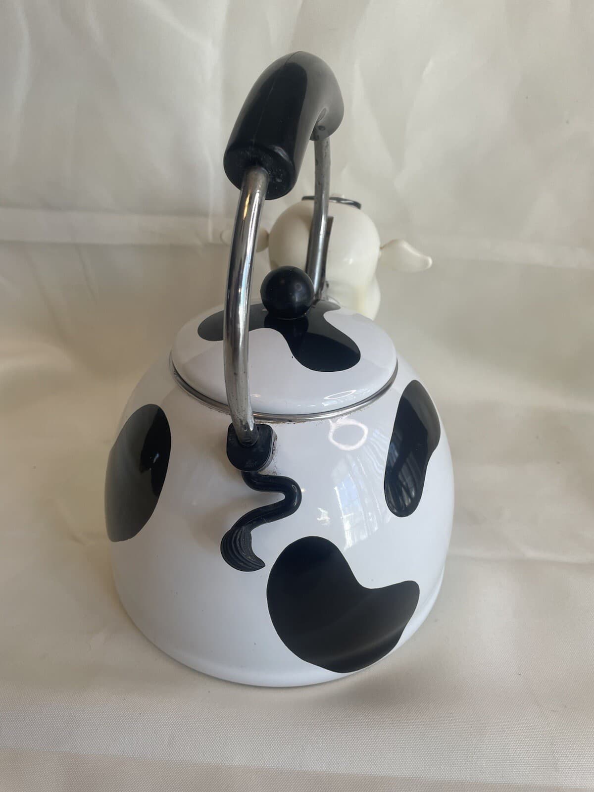 Vintage M Kamenstein Farm Cow Tea Kettle Enamel Whistling Teapot 1992 See Pics 5