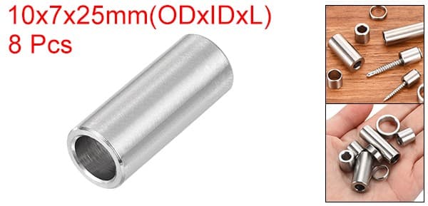 8Pcs 304 Stainless Steel Spacer 10mm OD x 7mm ID x 25mm Length 2