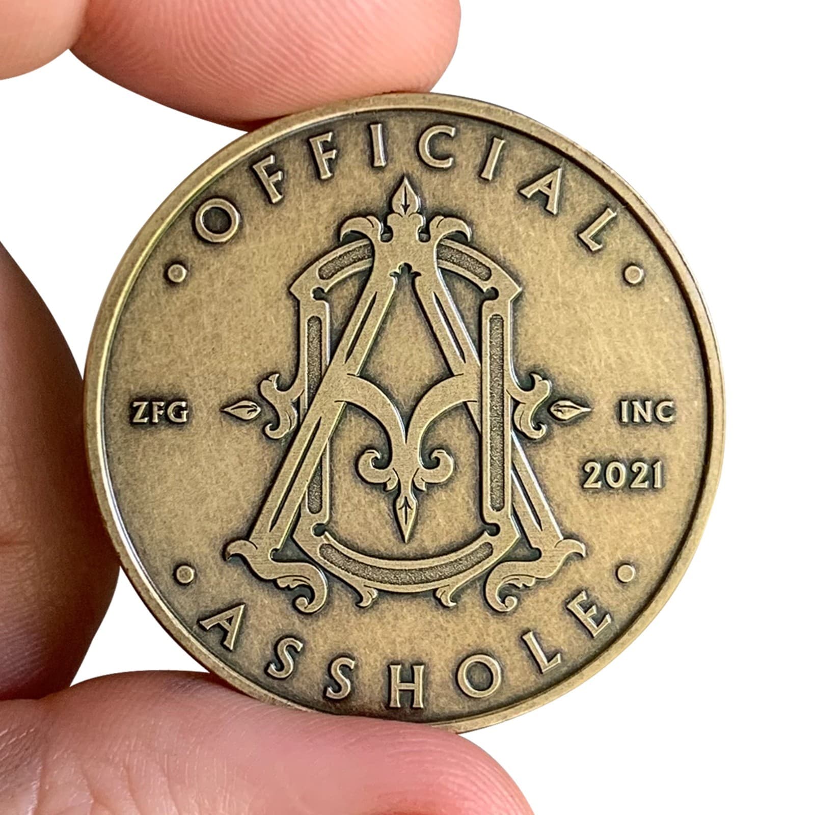 "Official A**hole" Coin, Collectible Challenge Joke Coin, Color Bronze, 1-Coin 2