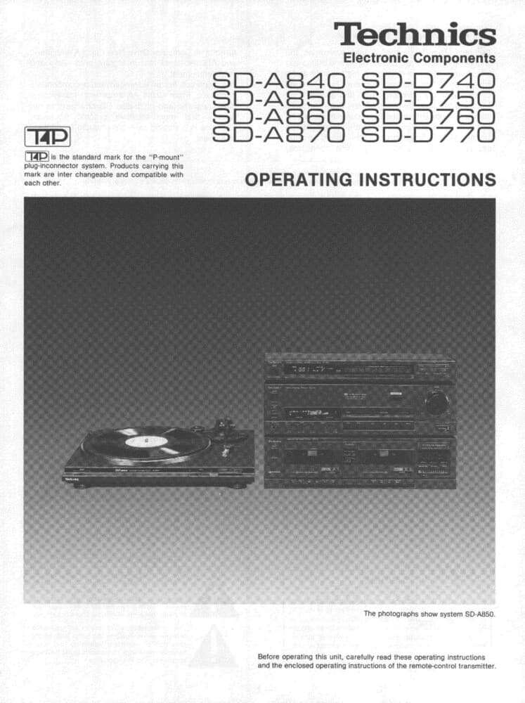 Technics SD-A840 SL-BD27U ST-S98 SU-V98 RS-T19 System Owners Manual Reprint
