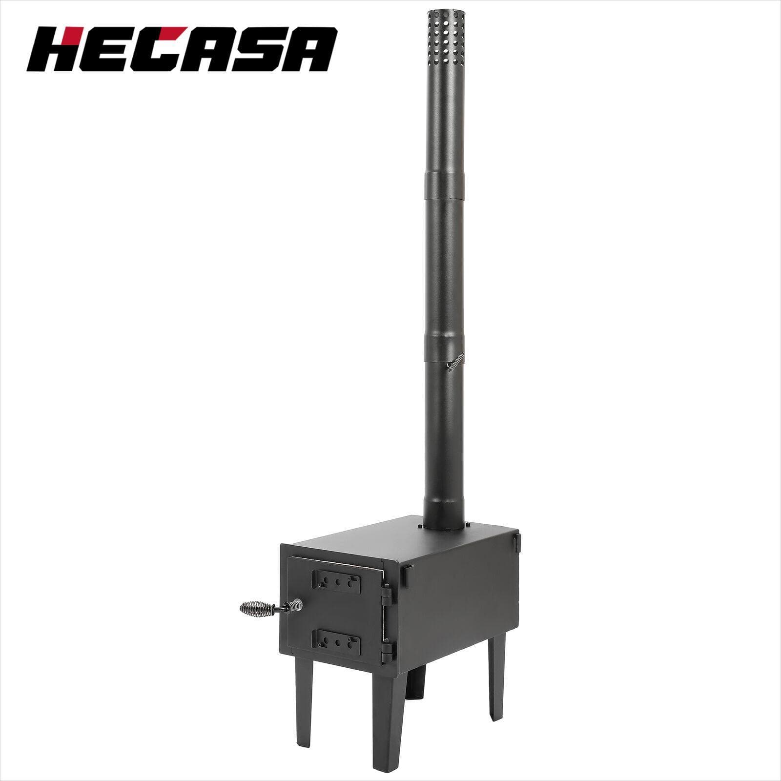 Steel Outdoor Wood Burning Stove for Cooking Hiking with Chimney Pipe Portable