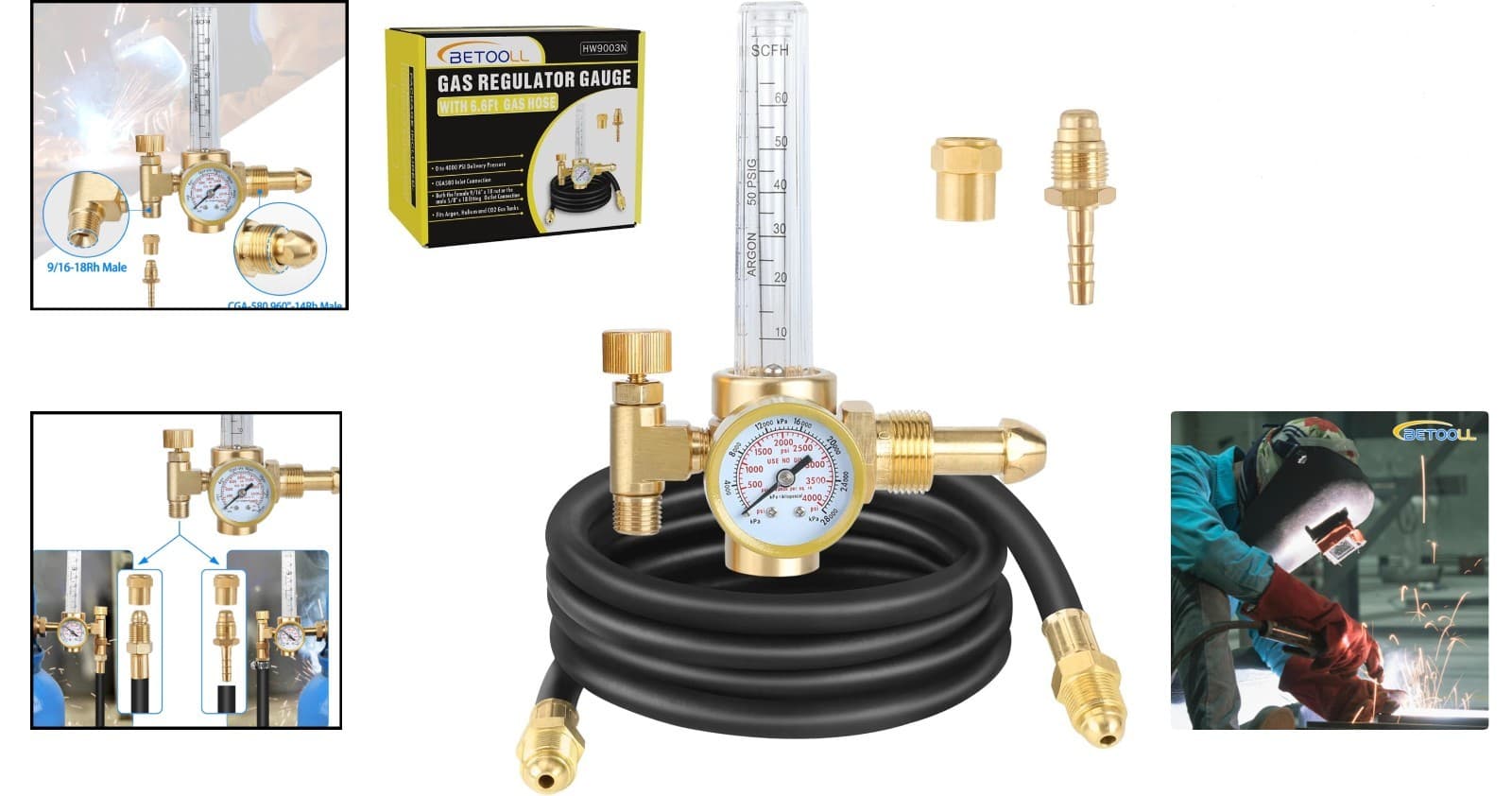 6.6Ft Argon Flow Meter Regulator with Pressure Gauge for Safe Welding Projects 2