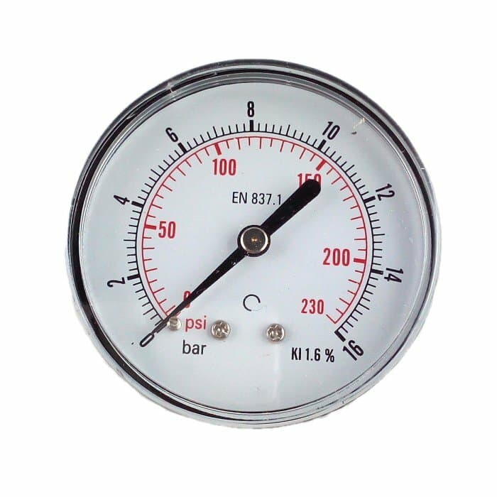 Heavy Duty Air Compressor Pressure Gauge 0-230 PSI 1/4" NPT Back Mount 2" Dial