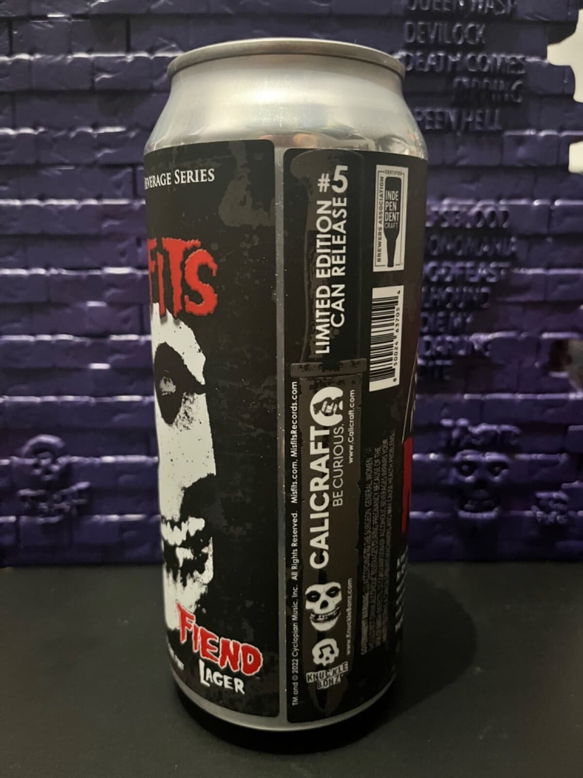 EMPTY Misfits Fiend Lager Can Limited Edition Knuckle Bonz Calicraft 4