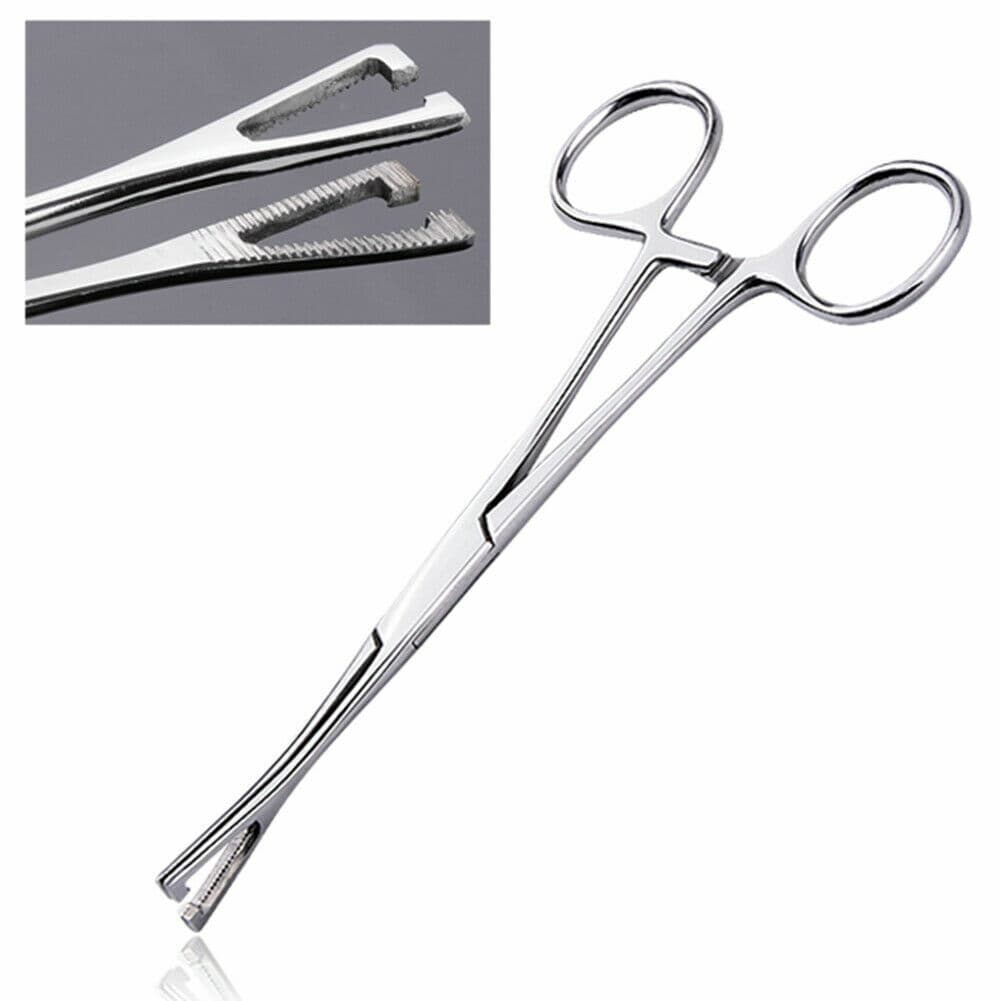 Ear Nose Lip Tongue Navel Septum Tool Forcep Plier Clamp Body Piercing Kits 6"