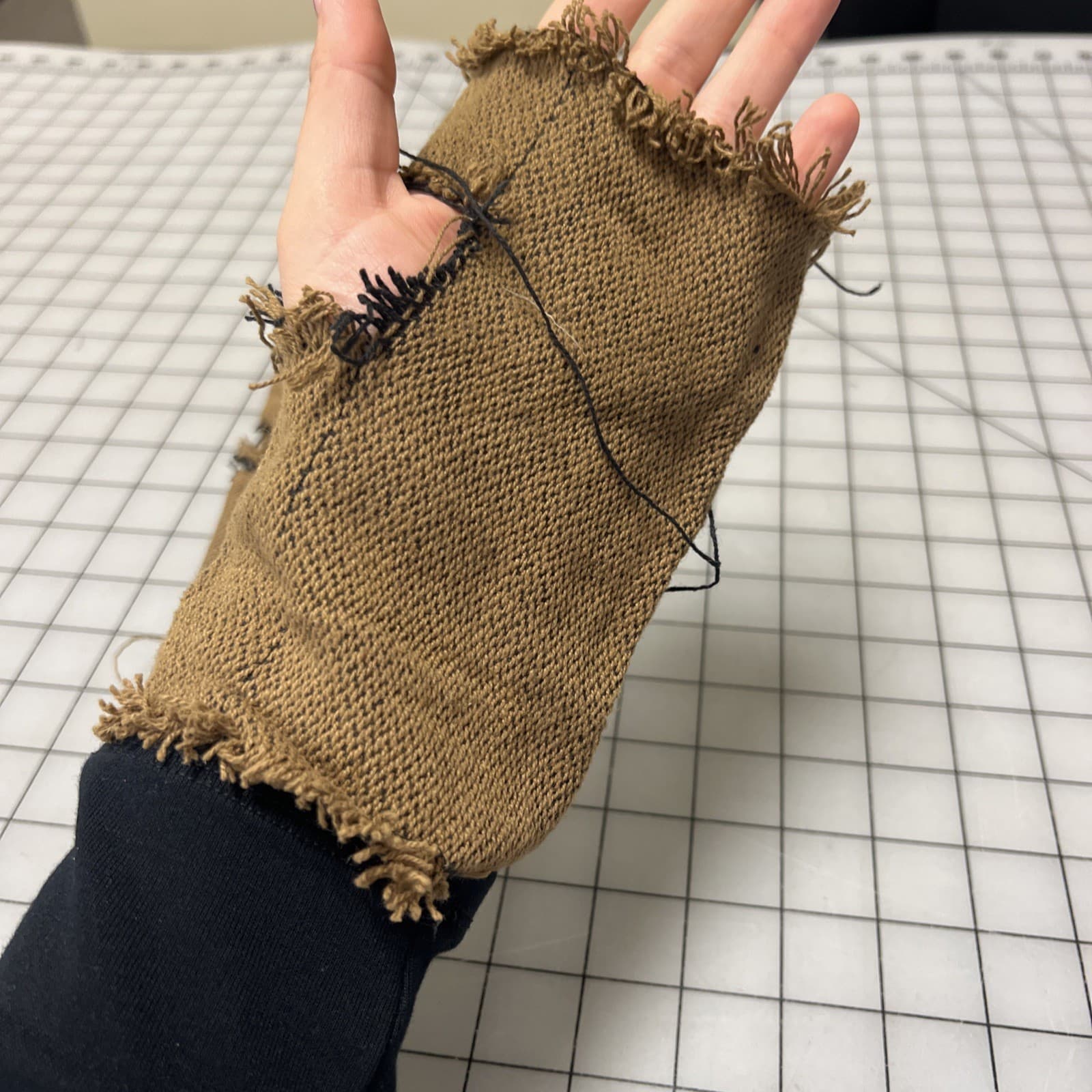 18th Century era Rough Fingerless Mitts out of Scraps, "Turn" TV Costume #131 3
