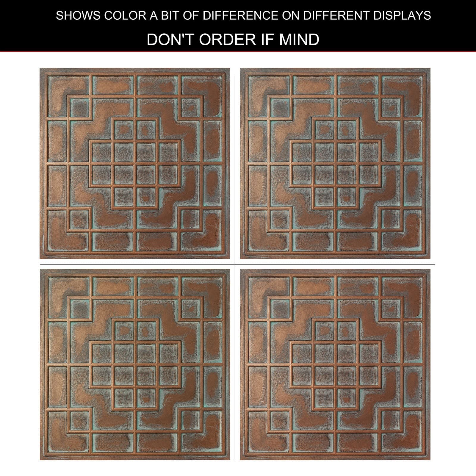 Drop in ceiling tile 3D Embossed wall panels PL82 Weather copper 10pcs/lot 6