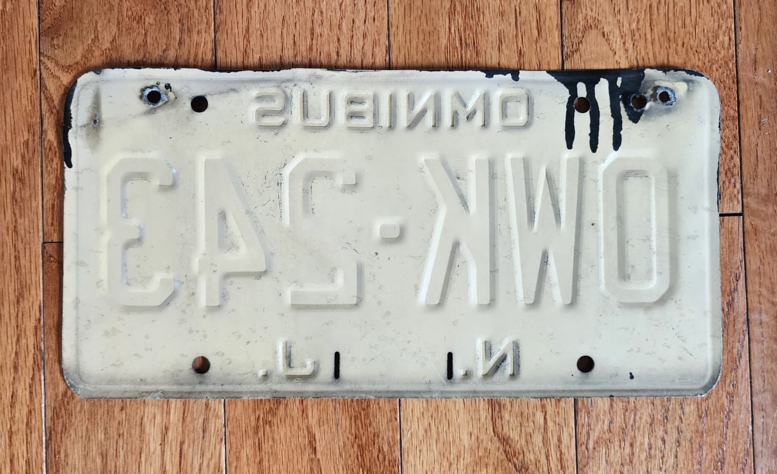VINTAGE NEW JERSEY OMNIBUS BUS LICENSE PLATE OWK-243 NJ 2