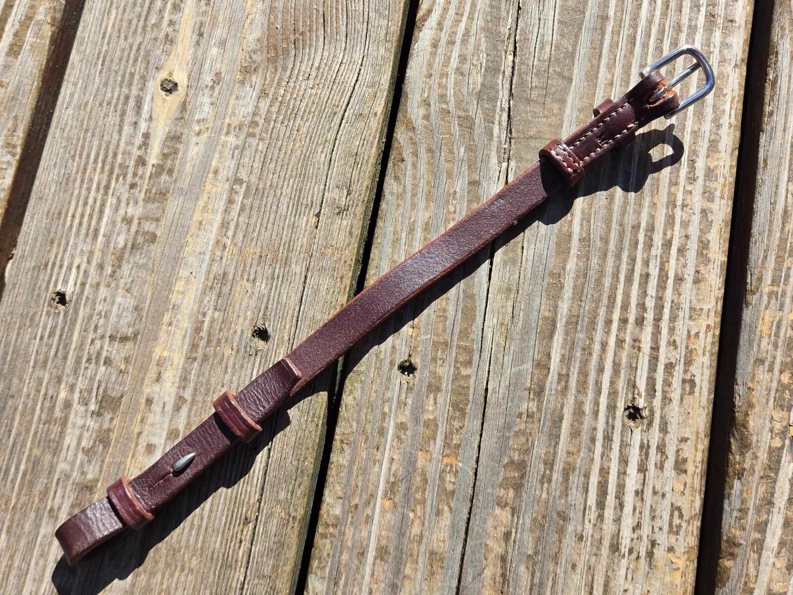 Devoucoux Brown Leather SINGLE Cheekpiece -Bridle Replacement Part - 12" Long 4