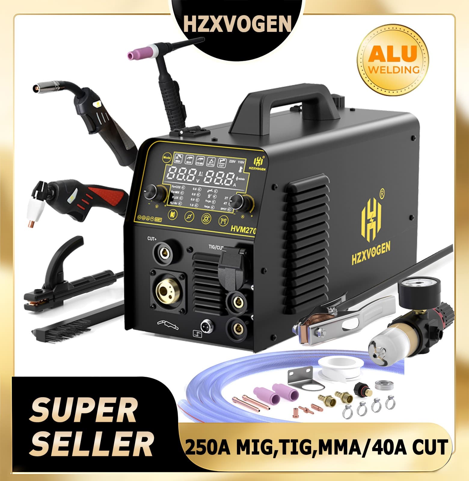 220V 250A Aluminum Welding Machine,6in1 Spot/MIG/TIG/MMA/Cut Multiprocess Welder
