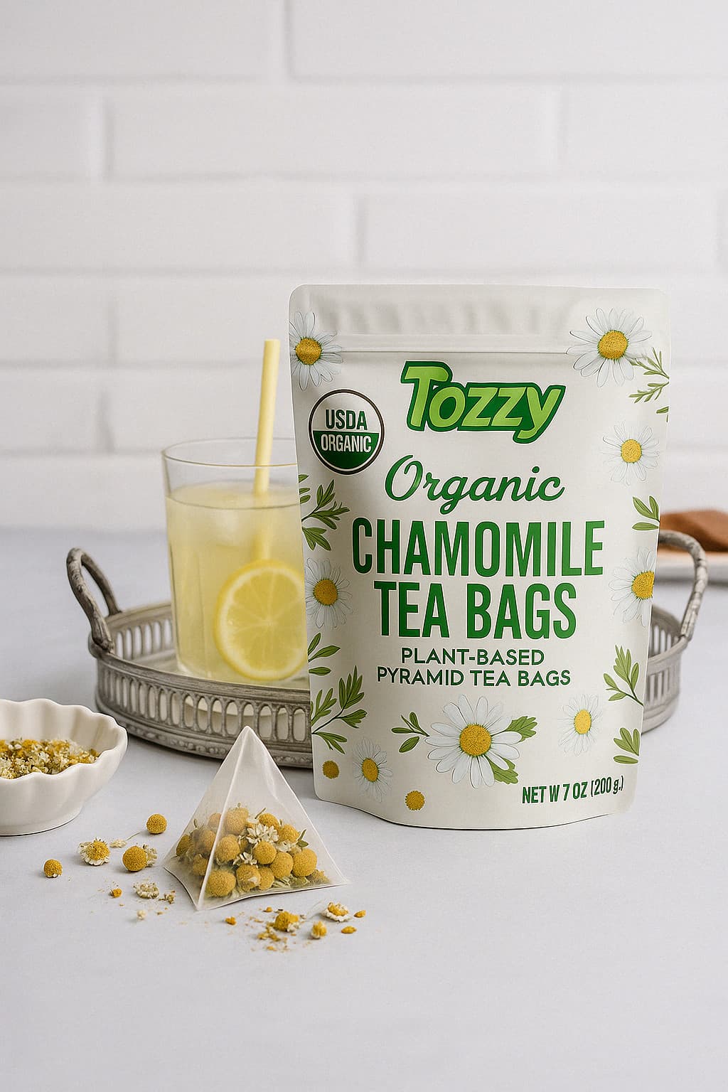 Organic Chamomile Tea Bags - 100 Count (Plant-Based Pyramid Tea Bags) 5