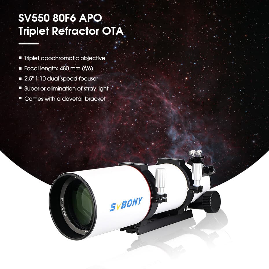 SVBONY SV550 Telescope 80mm Triplet APO OTA Refractor With Handle for Deep sky 4