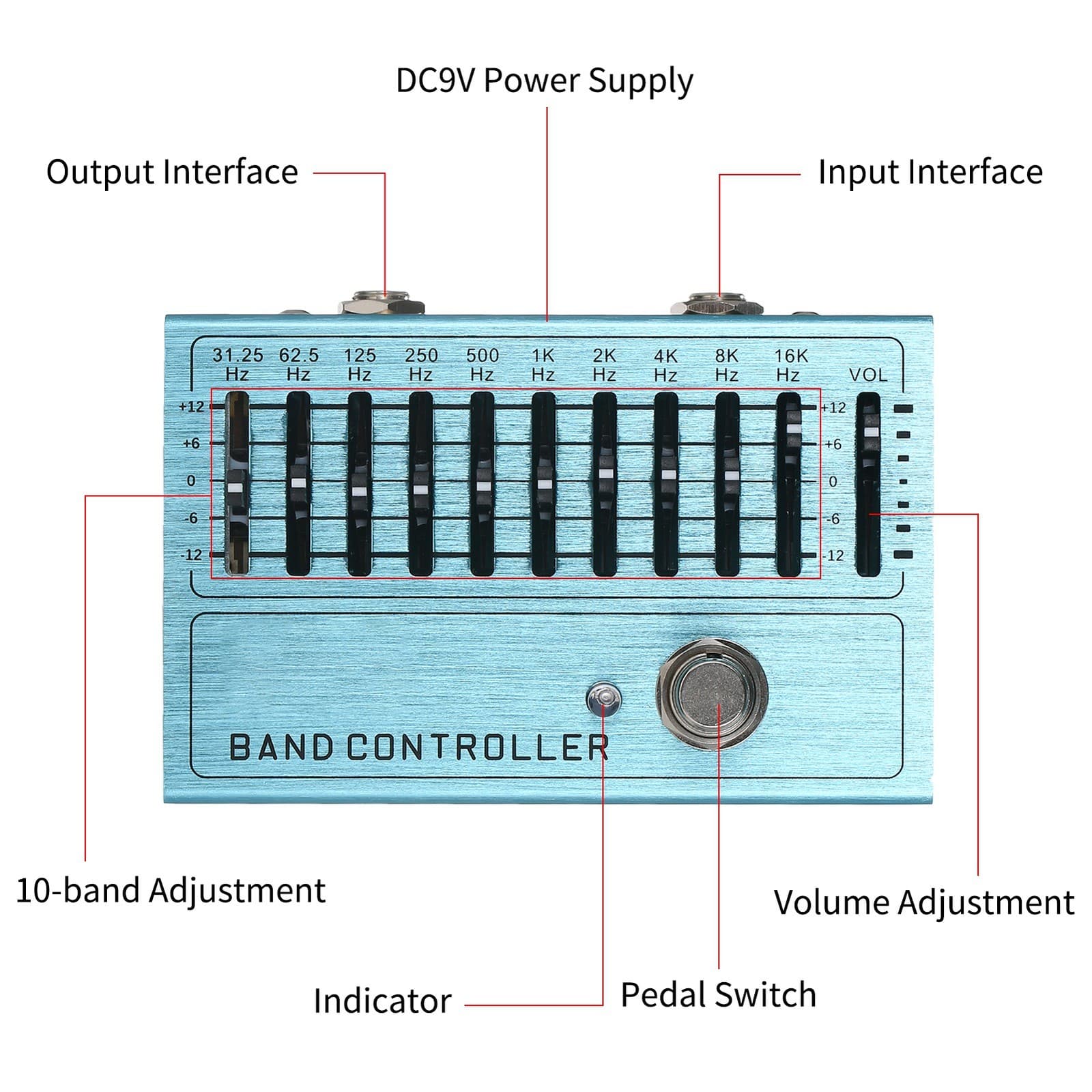 Electric Guitar Bass Effects Pedal Ten-band EQ Equalizer Effects Pedal NEW 4