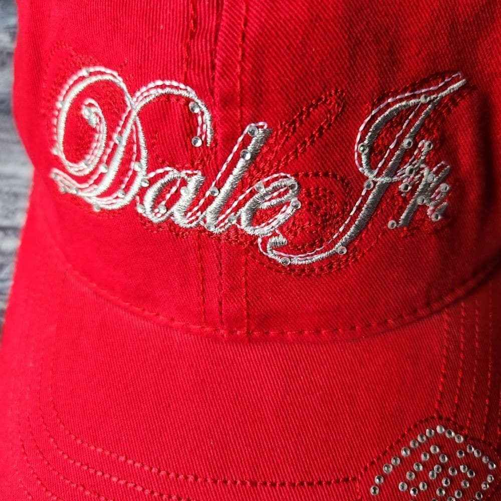Vintage Chase Authentics Dale Earnhardt Jr Red Bling Nascar Hat Budweiser 3