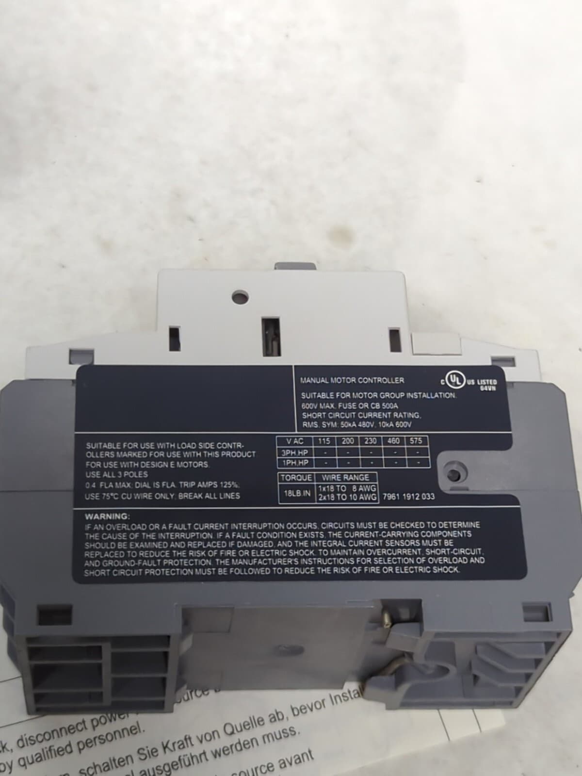 CERUS,CMS-32S,MANUAL MOTOR STARTER FOR CONTACTOR NEW 6