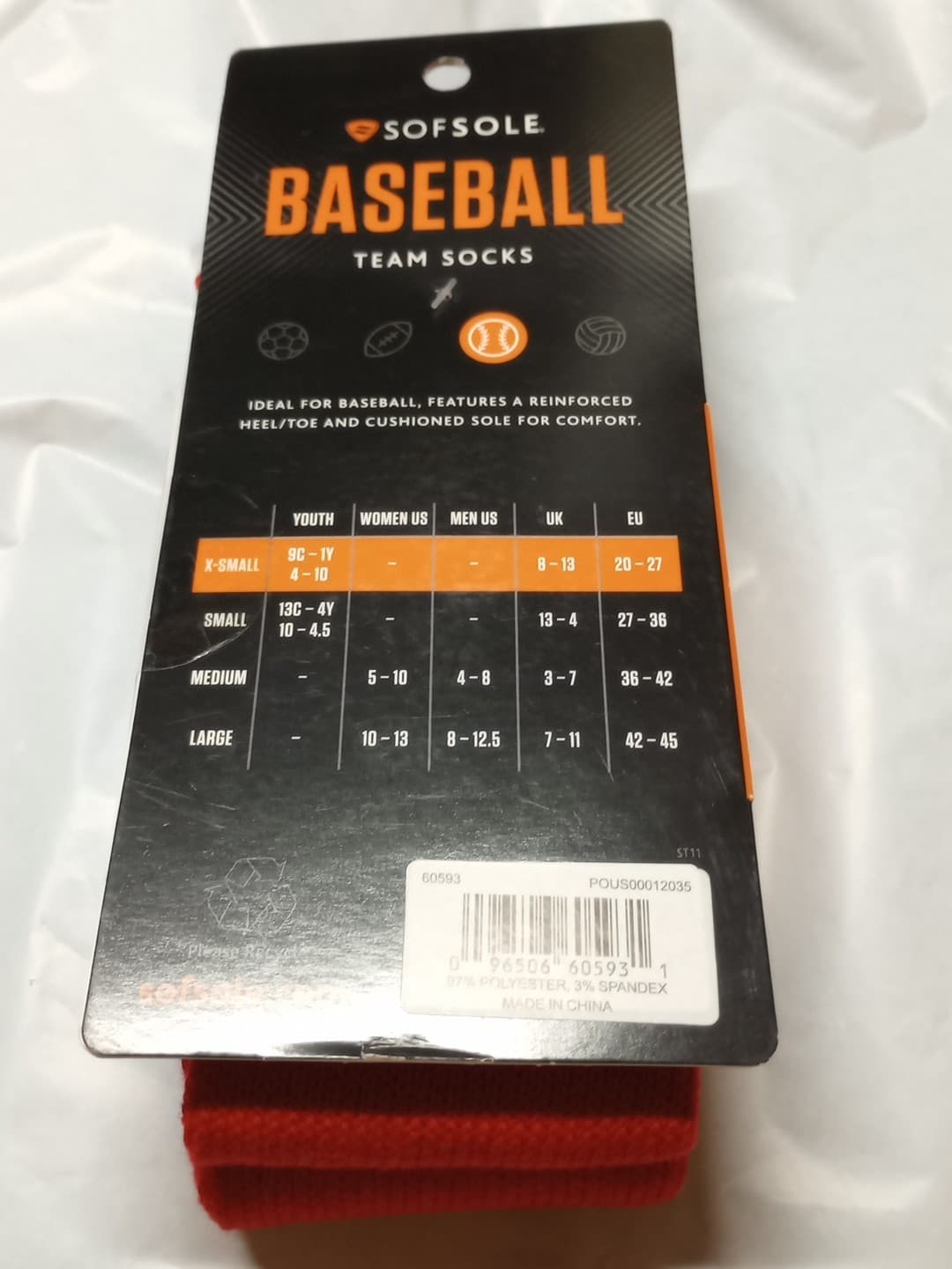 Sofsole Baseball Team socks 2 pack X-Small Youth Red 2