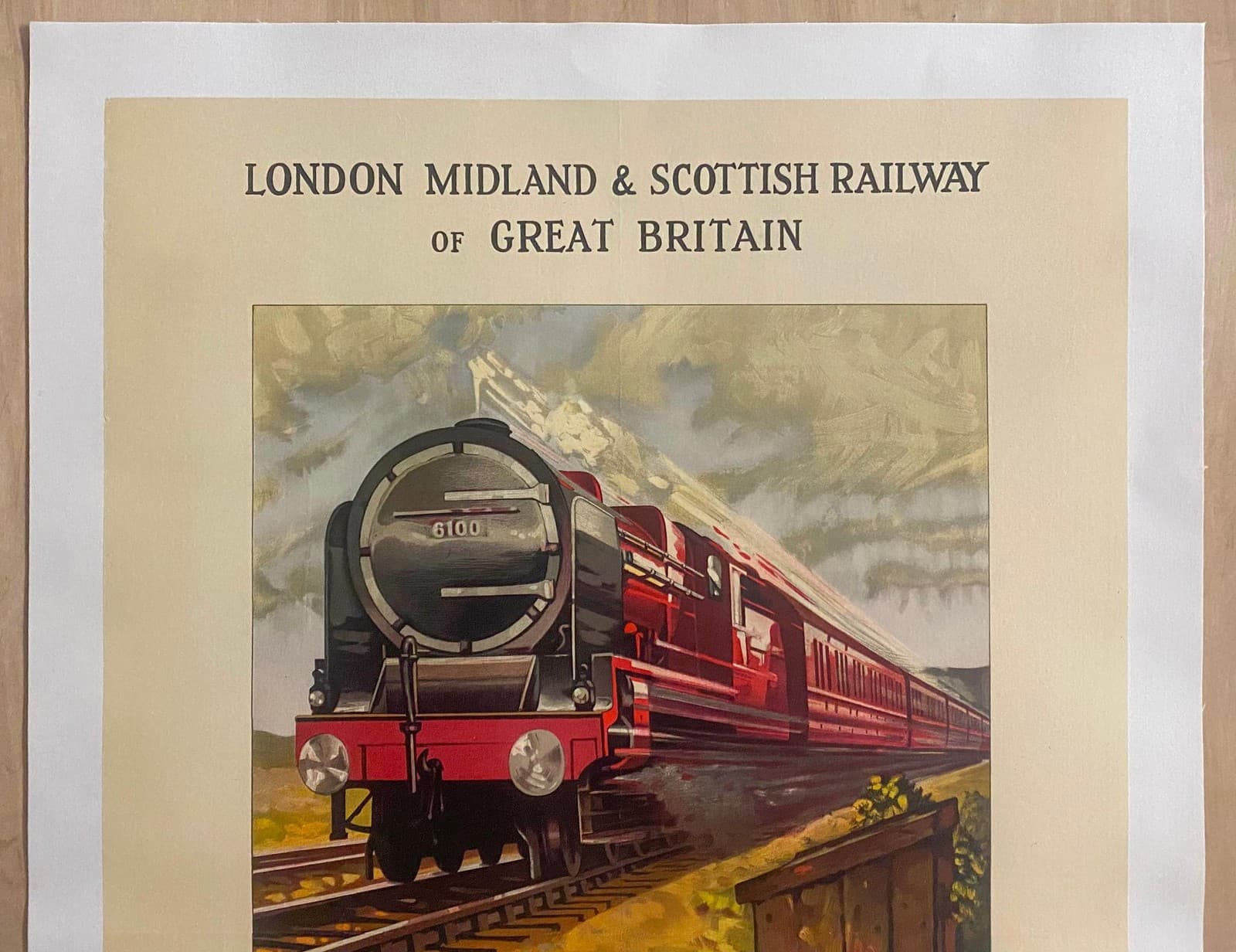 1933 Royal Scot Train Exhibition Poster Chicago World’s Fair LM&S Vintage Linen 3